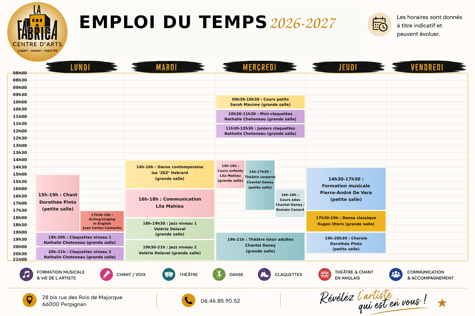 emploi du temps 2026 2027