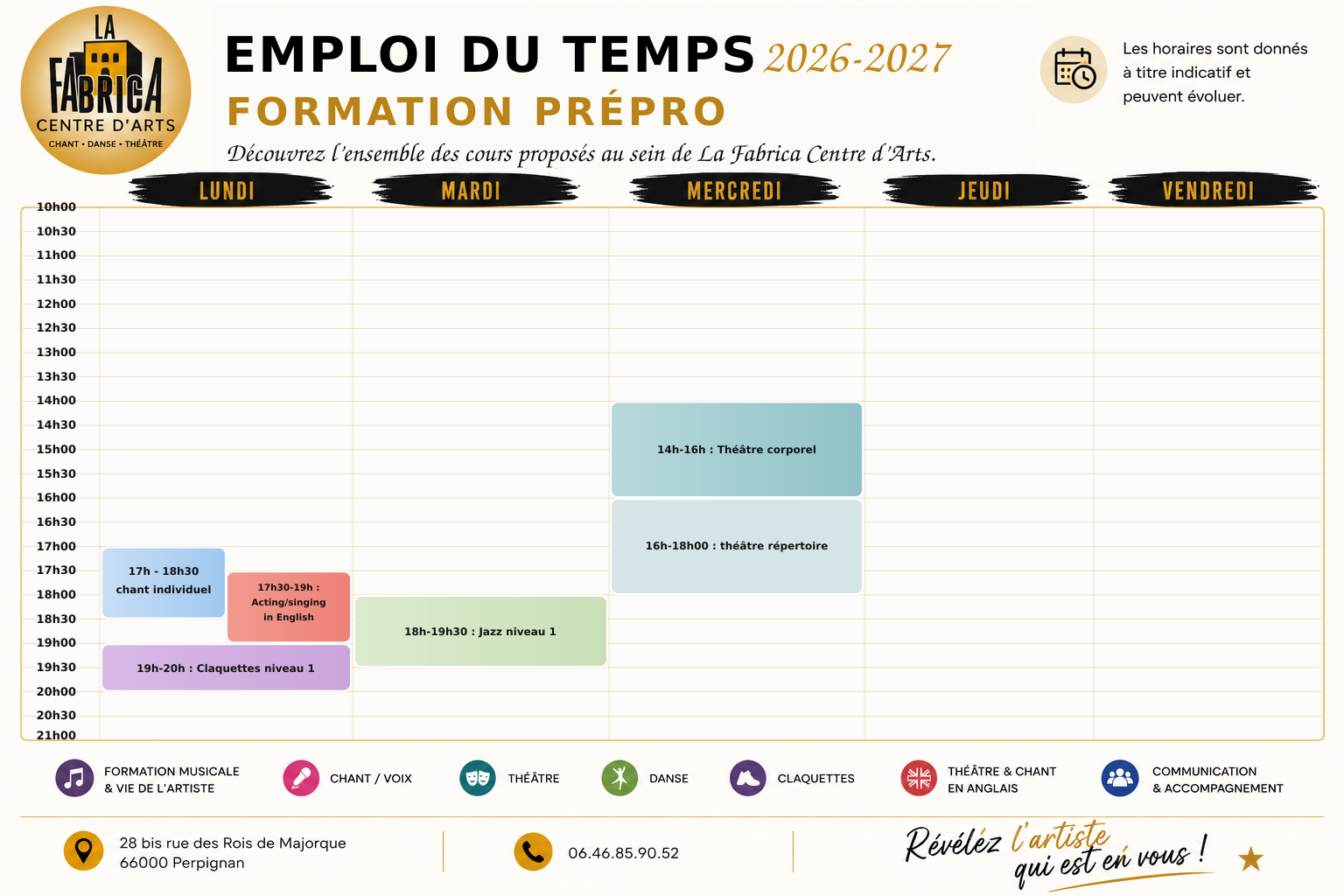 emploi du temps formation prepro 2026 2027 nouveaux horaires